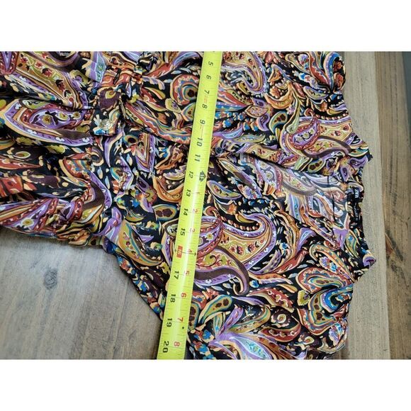Zara Boho Paisley Mini Dress Long Sleeve Gold Details V Neck Multicolor Size L - Picture 14 of 16